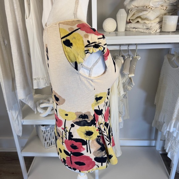 Baraschi women's sz. small fitted knit floral tan top soft girl, botanical #2258 - Picture 3 of 8